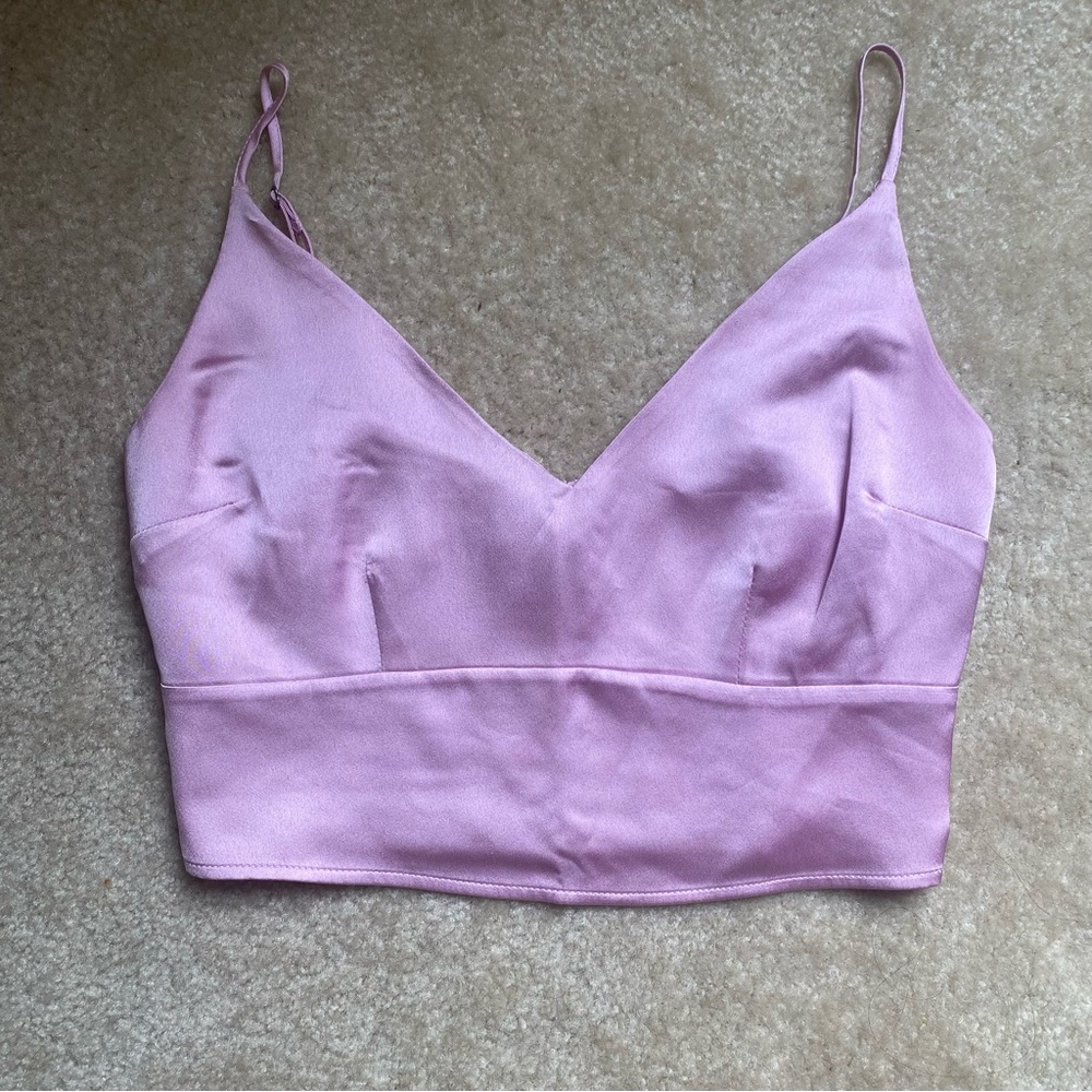 Abercrombie & Fitch Baby Bubblegum Pink Satin Crop Smocked Back Cami Tank Sz XS